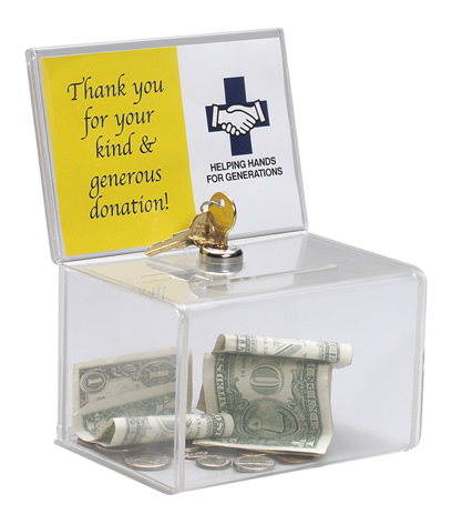 Suggestion/Coin Box with 152mm x 102mm Sign Holder and lock