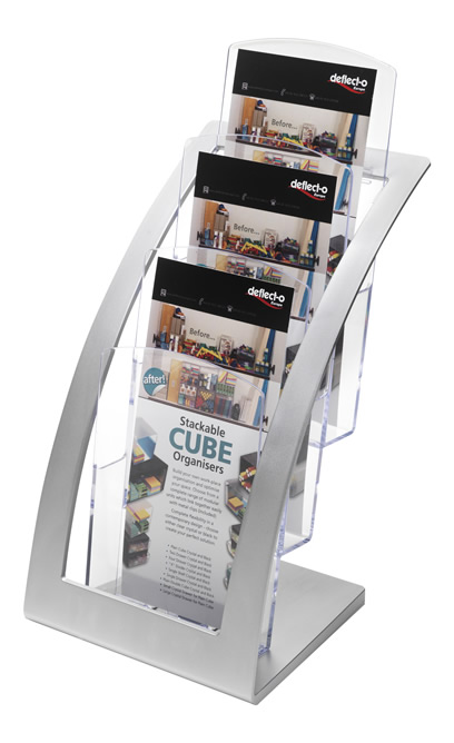 Leaflet Size Contemporary Literature Holder - Silver