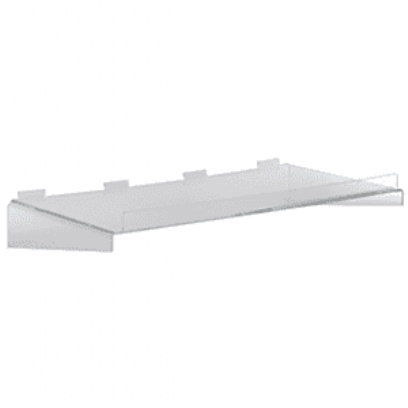 Acrylic Slatwall Shelves with Lip - 600X200mm